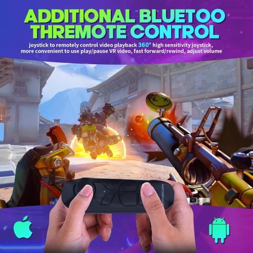 VR Headset for Smartphones with Bluetooth Controller, HD Aspheric Lens | Adjustable Focus & IPD | Universal 4.7-7 inch Phone Compatibility | Heat Dissipation Design