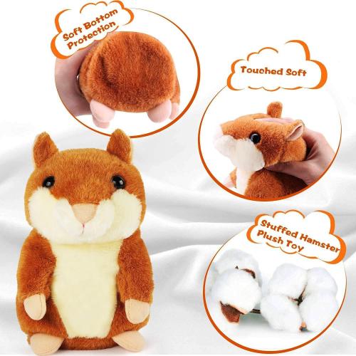Brown 2 pack KIZZYEA Bigger Talking Hamster - 2 Pack Repeats What You Say Talking Hamsters - Interactive Stuffed Plush Animal Talking Toy, Early Educational Toy, Fun Gift for Toddlers, Boys & Girls