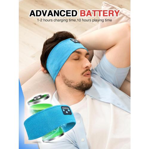 Perytong Sleep Headphones Wireless, Bluetooth Sports Headband Headphones with Ultra-Thin HD Stereo Speakers Perfect for Sleeping,Workout,Jogging,Yoga,Insomnia, Air Travel, Meditation (Azure)