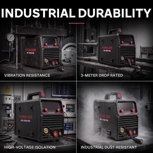 YESWELDER 205A MIG Welder, 110V/220V Dual Voltage, 5 in 1 Gas MIG/Flux Core MIG/Spool Gun MIG/Lift TIG/Stick Multiprocess LED Digital Display Aluminum MIG Welding Machine MIG-205DS PRO