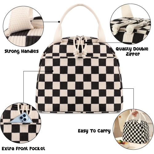 Bluboon Lunch Bag for Women Men Cute Corduroy Lunch Tote Bags Reusable Insulated Lunch Box Large Capacity Reusable Insulated Cooler for Work Picnic or Travel