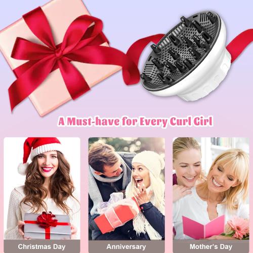 Universal Hair Diffuser for 1.4-3.1 Blow Dryers, Diffuser Hair Dryer Attachment, Professional Hair Diffuser for Curly Wavy Long Thick Hair, Reduces Frizz & Defines Curls, Home/Travel Use, White