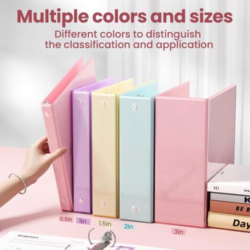 SUNEE 3 Ring Binder 1.5 Inch 1 Pack, Clear View Binder Three Ring PVC-Free (Fit 8.5x11 Inches) for School or Office Supplies, Pink