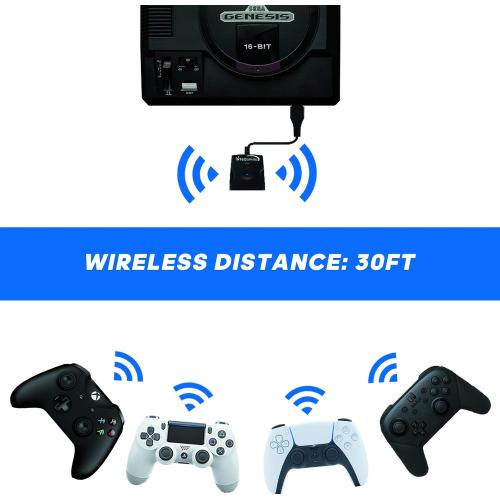 Intec Gaming Genesis Converter- Support PS5/PS4, Xbox One, Switch Pro Wire-Less Controller Play Retro Console, Consoles Adapter for Sega Genesis (Not Compatible with Xbox Series X/S Controller)