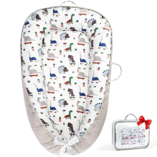 Baby Lounger - Baby Lounger for Newborn 0-24 Months, Breathable Pure Cotton Baby Nest Lounger Cover, Baby Registry Newborn Essentials Gifts, Portable Floor Tummy Time Lounger for Home & Travel