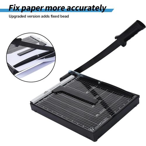ISDIR Guillotine Paper Cutter 12 with Integrated Pressure Bar – Heavy Duty Metal Base, 12-Sheet Capacity, Magnetic Guide & Safety Guard – Precision Trimmer for Cardstock, Crafts, DIY, Photos & Office