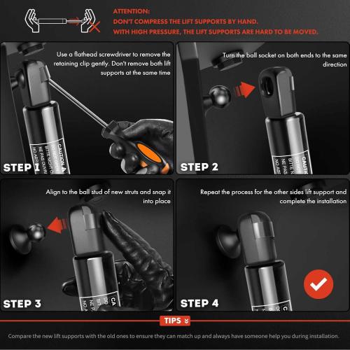 A-Premium Front Hood Lift Support Shock Strut Compatible with Select Volkswagen Models - Jetta 2005-2010, Golf 2005-2006, Bora 2005-2008, GTI Rabbit 2006-2009, R32 2008 - Replace# 1K0823359A