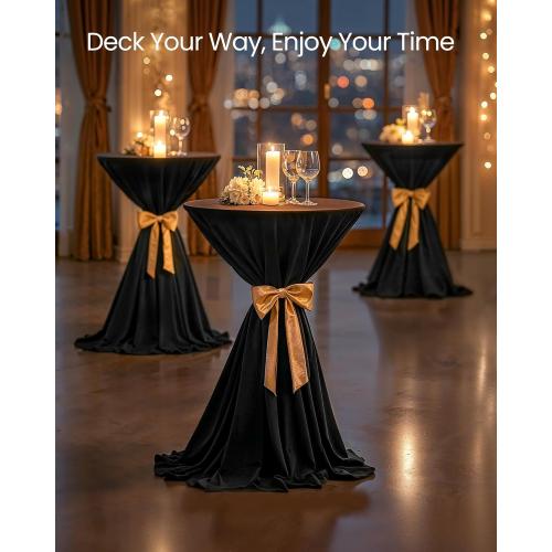 VASAGLE Bar Table, Round Cocktail High Top Pub Bistro Table for Events Party, Kitchen Dining, Home Bar, 23.6 x 23.6 x 41.3 Inches, Sturdy Metal Frame, Modern Style, Easy to Assemble, Black