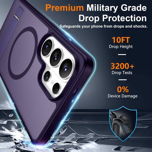 SPIDERCASE Magnetic for Samsung Galaxy S26 Ultra Case,[Built-in Invisible Kickstand][Compatible with Magsafe] Slim Translucent Matte Phone Case for S26 Ultra 6.9'', Purple
