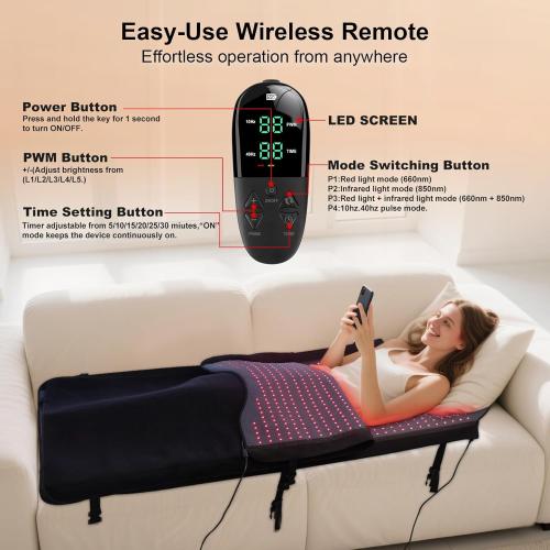 W2570 Full Body Red Light Therapy Mat, 71x33 Redlight Therapy Blanket with Premium Leather, 2580 LEDs Dual Wavelength 660nm & 850nm Near Infrared Therapy Bag for Home Use