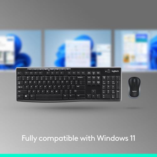 Logitech MK270 Wireless Keyboard and Mouse Combo for Windows, 2.4 GHz, 8 Multimedia Keys, PC, Laptop, Wireless Keyboard Compact Mouse Combo - Rose