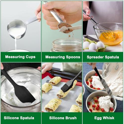 Mixing Bowls Set, 25PCS Stainless Steel Mixing Bowl with Lid Set, Large Nesting Bowls 7, 4.5, 3,2, 1.5QT, Measuring Cups and Spoons Baking Utensils Metal Bowl for Kitchen Prep
