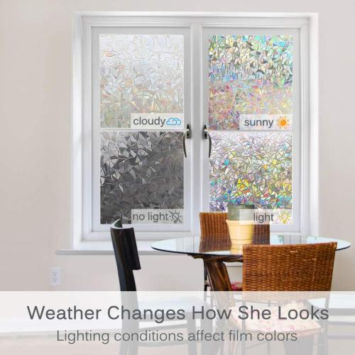 Volcanics Privacy Window Film Decorative Window Cling Glass Film Reflective 3D Window Film 60 x 200CM Non-Adhesive Window Stickers Static Cling Window Covering