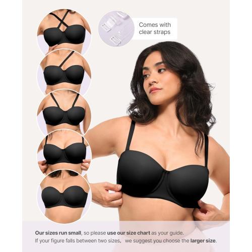 Size 32DD SHEROINE Women's Minimizer Convertible Strapless Bra with Underwire Push Up Bras