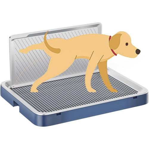 Size 25.48x19.69 Color Blue Indoor Dog Potty Tray with High Wall,25.59X19.69 Pee Pad Holder,Dogs Litter Box,Mesh Training Toilet for Puppy and Small Size Dog,Housebreaking Supplies, Pet Products (Blue)