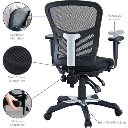 Modway EEI-757-BLK Articulate Ergonomic Mesh Office Chair in Black