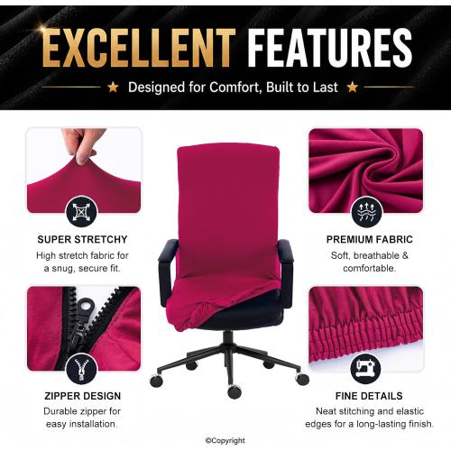DIVA EN CAMINO DEC Computer Office Chair Cover Stretch Spandex Fabric Rotating Chair Slipcovers Removable Chair Seat Covers Furniture Protector Covers (Hot Pink)