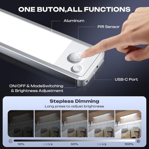 Under Cabinet Lighting Wireless LED Motion Sensor Magnetic Light 14Inch 2500maAh Rechargeable Indoor Closet Lights for Kitchen, Stairs
