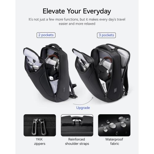 MARK RYDEN Business Backpack for Men, 17.3 Inch Tech Waterproof Laptop Backpack with USB Charging Port, Professional Work Backpack for Travel, Office, College, Commuting, Hiking