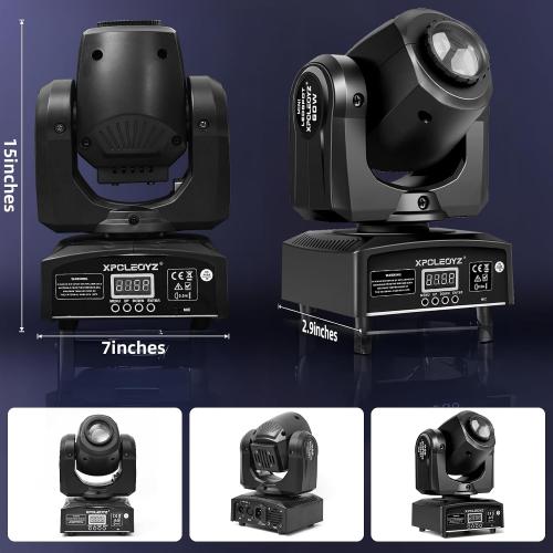Stage Lights Moving Head Lights 8 Gobos 8 Colors 11 Channels 60W Spotlights DMX 512 with Sound Activated for Wedding DJ Party Stage Lighting 2PCS