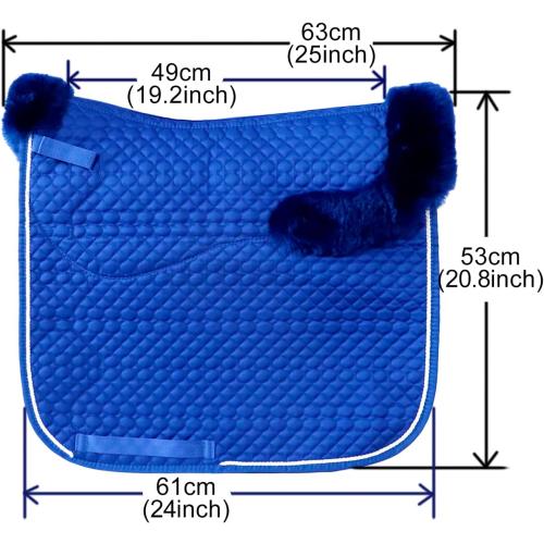 Woolous Dressage Saddle Pad, English Saddle Pad with Sheepskin Trim, Lambskin Wool Fleece Lining, Square Saddle Pad for Equestrian Riding, Comfortable & Shock Absorbing