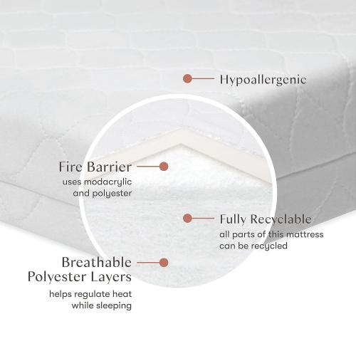 Babyletto Pure Core Mini Crib Mattress, Hybrid Waterproof Cover, Lightweight, Greenguard Gold Certified