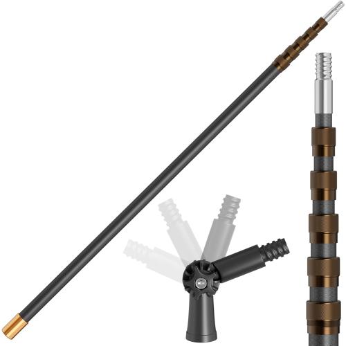 20FT Heavy-Duty Fiberglass Telescopic Extension Pole - High Stiffness, Non-Conductive, Twist Lock for Electrical Rescue, Indoor Cleaning, Pool Washing,Paint,Boat Hooks&Flags- Universal Threaded Tips