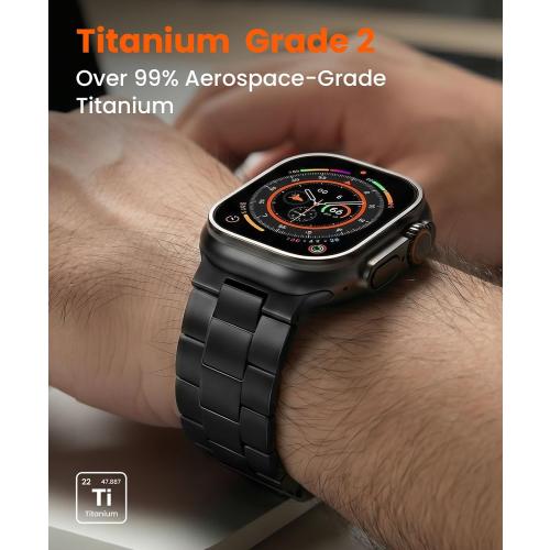 Titanium Watch Band Compatible with Apple Watch Ultra 3 & Ultra 2 1 49mm - 26mm Wide-Body Metal Apple Watch Ultra Band with Scratch Resistant DLC Coating for men - CRNS01 Business Series