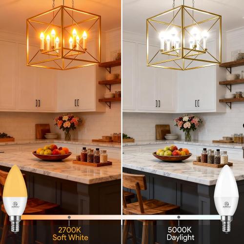 Energetic E12 LED Candelabra Light Bulbs 5.5W (60 Watt Equivalent), 2700K Soft White, 600LM Chandelier Light Bulbs, B11 Candle Bulbs for Ceiling Fan, CA 80 Recessed Can Light, Non-Dimmable, Pack of 6