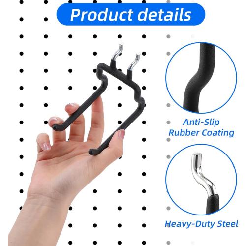10-Pack Heavy Duty Pegboard Hooks – Pegboard Hooks Heavy Duty Peg Board Tool Hangers for Hanging Tools, Garage Peg Board Hook Organizer (4”x3.5”, Black)