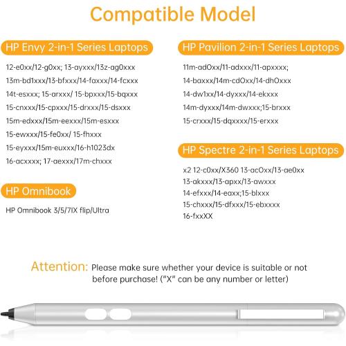 Stylus Pen for HP Omnibook/Envy/Spectre/Pavilion x360, 1024 Pressure