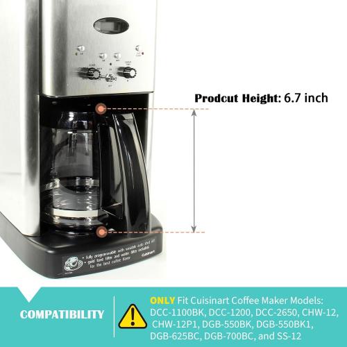 12-Cup Glass Coffee Carafe Replacement for Cuisinart Coffeemaker