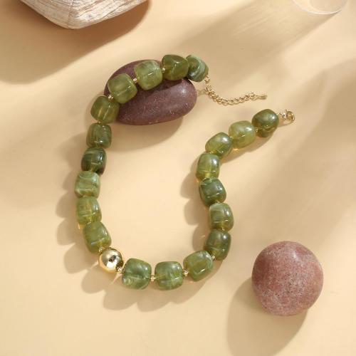 Colorful Chunky Necklaces for Women Multicolored Large Square Resin Beads Necklace Trendy Bold Statement Beaded Necklace