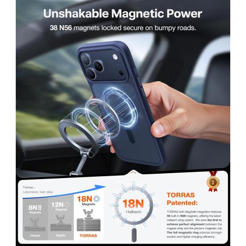 TORRAS Stronger Magnetic & Shockproof for iPhone 17 Pro Max Case, Fit for MagSafe, Military Grade Drop Protection, Camera Control, DIY Button, Slim for iPhone 17 Pro Max Case Translucent Deep Blue