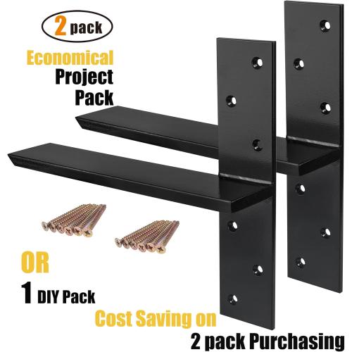 （2-Pack） Free Hanging T Shelf Bracket, Solid Heavy Duty Steel Knee Wall Hidden Granite Countertop Support Floating Bracket Hardware, Universal ,12 Inch , DIY Projects , Screws Included