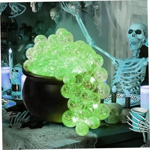 Halloween Cauldron Bubbling Cauldron with LED Light USB Charging Pot DIY Plastic with Clear Balls, String Light ＆ Cotton Kit for Halloween Decor, Pot