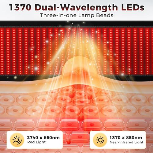 Red Light Therapy Mat, 2in1 LEDs (660nm& 850nm) Red Light Therapy Blanket, Premium Material, Adjustable Timer & Intensity