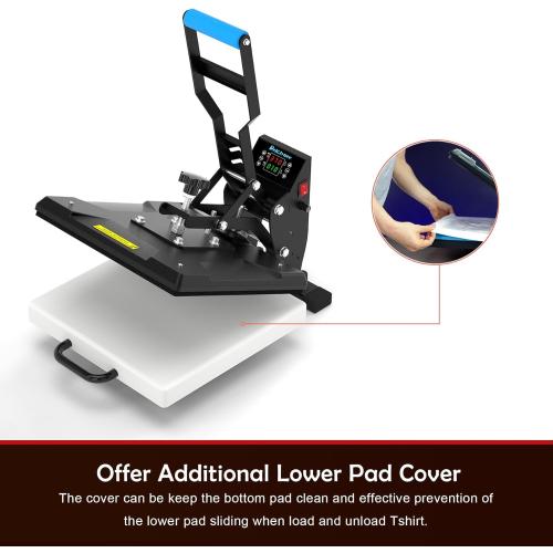 Delclynee 15 x 15 High Pressure Heat Press Machine for T Shirts, Industrial-Quality Digital Sublimation Printer for Heat Transfer Vinyl