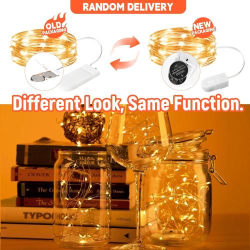 6 Pack Fairy Lights Battery Operated String Lights, 7ft 20 Led Mini Lights, Waterproof Silver Wire Starry for Mason Jars DIY Wedding Party Bedroom Christmas (Warm White)