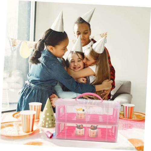 Transport Multi-layer Cupcake Carrier Box Handle for Muffins Desserts Food-grade for Parties and Events Storage