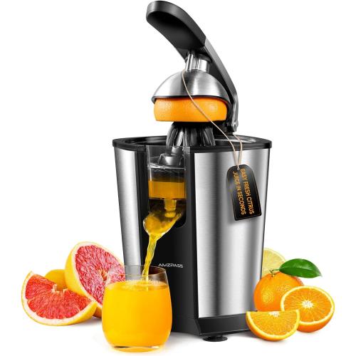 Electric Orange Juicer, Citrus Juicer Squeezer with 2 Cones and Soft Grip Handle for Effortless Juicing, Stainless Steel Quiet Orange Juice Extractor Machines for Lime Grapefruit Lemon