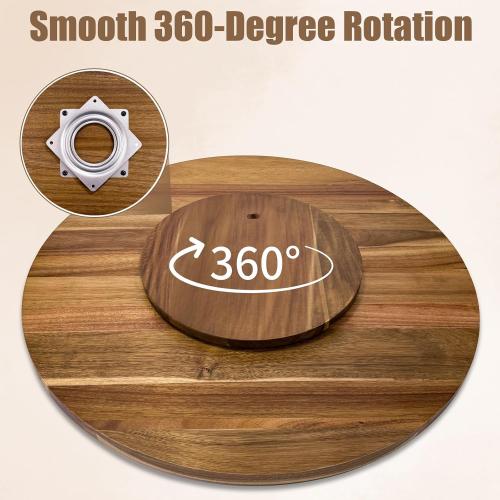 26'' Acacia Wooden Lazy Susan with 360 Rotation for Dining Table Top,Extra Large Wooden Serving Tray with Heavy Duty Rotating Wheel for Kitchen,Dining Table
