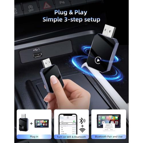 2 in 1 CarPlay Wireless Adapter & Android Auto Wireless Adapter, Low Latency for Cars with Built-in Carplay and Carplay for iPhone 10  & Android 11