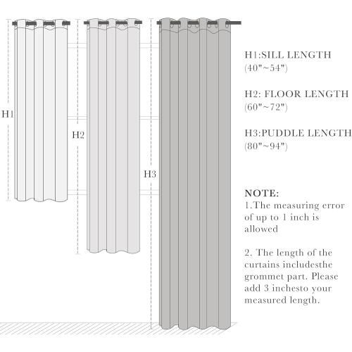 PONY DANCE Blackout Curtains for Bedroom 80 inch Long 2 Panels Set, Thermal Insulated Drapes Noise Reducing Solid Grommet Top Window Curtains for Home Decoration and Doorway, W55 x L80 inch, Grey