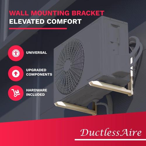 White DuctlessAire Outdoor Wall Bracket - Mini Split Mounting Bracket - Ductless Air Conditioner Wall Mount - Mini Split AC/Heating System Accessories for Window AC, HVAC, Heat Pump & More (9000-36000 BTU)