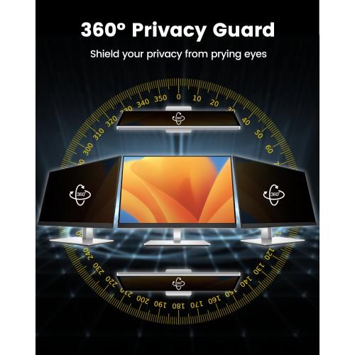 F FORITO 27 Inch 16:9 360°Privacy Screen Protector for Computer Monitor, Removable Eye Protection Anti Blue Light Anti Glare Computer Screen Privacy Shield for All 27 Widescreen Monitors