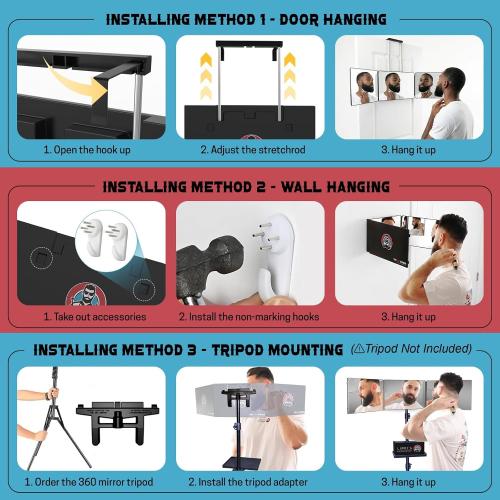 The 360 Mirror - 3 Way Mirror for Self Hair Cutting - Adjustable Trifold Barber Miror to Cut Your Own Hair - Tri Fold Self Haircut System for Men and Women Braiding - Three Sided Miror for Haircuts‼️light dirt and good condition‼️