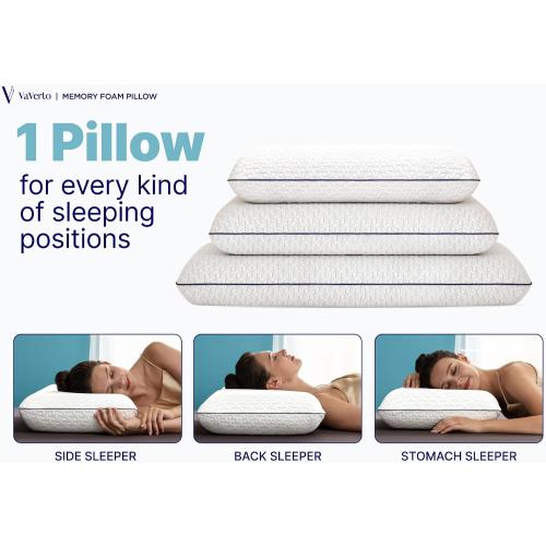 Vaverto King Size Memory Foam Pillows - Firm Pillow - King Size 1-Pack