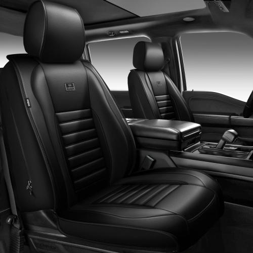 CAR PASS Nappa Leather Car Seat Covers Full Set, Luxury Seat Protector for Cars, Waterproof Anti-Slip Car Seat Cushion Armrest Compatible Airbag Universal for Sedan SUV Pick-up Truck Automotive, Black