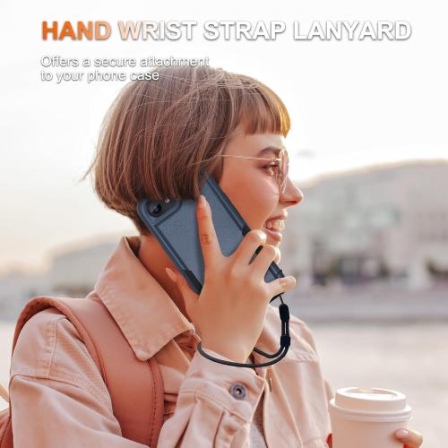 RMOCR for iPhone 16e Case & iPhone 17e Case, with Screen Protector,Military Grade Heavy Duty Shockproof Phone Cover with Wrist Lanyard Strap for iPhone 16e & iPhone 17e,Navy Blue